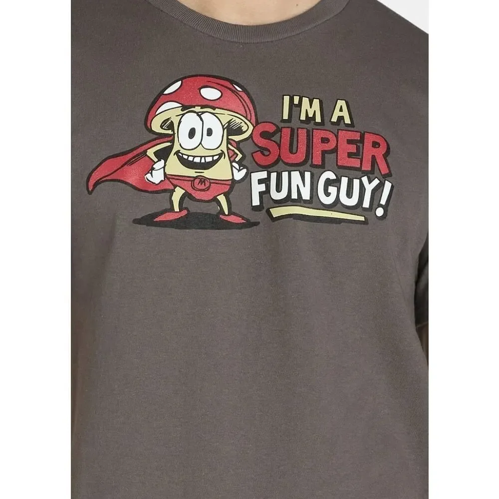 Funny Mushroom T-shirt Graphic Tee Men’s 2XL Short Sleeve I'm a‎ Super Fun Guy!